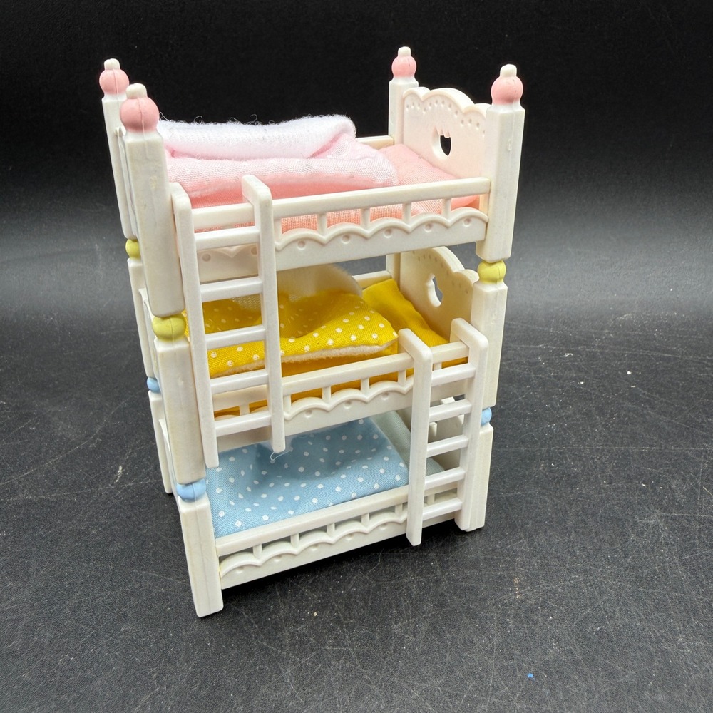 Vintage Epoch Triple Bunk Beds Pastel Scalloped Calico Critters 4448